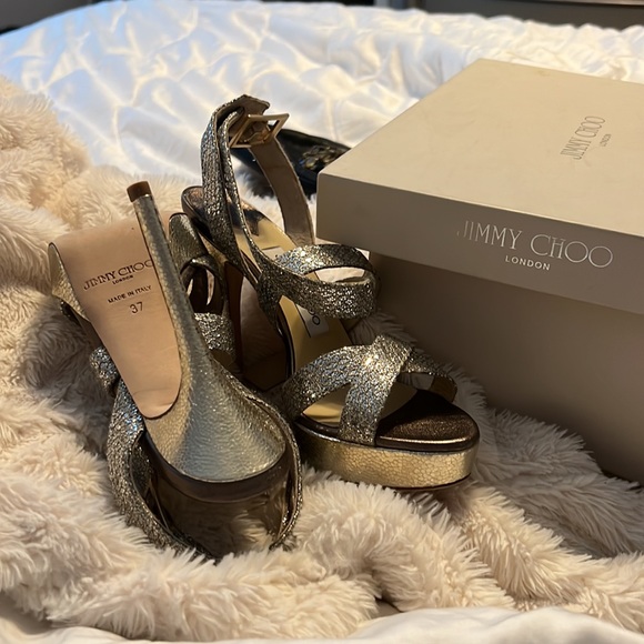 Jimmy Choo NWT Glitter Fab Platform Heels - Picture 5 of 9